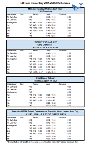 2025 -26 Bell schedule